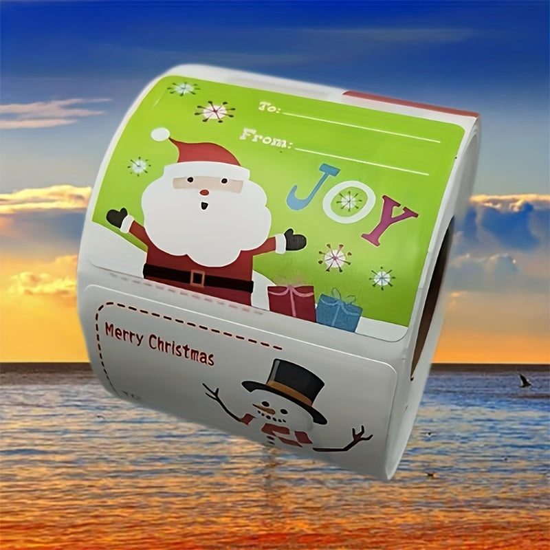 Christmas Gift Tags Self-Adhesive Stickers Roll 5.08x3.81cm Holiday Wrapping Labels