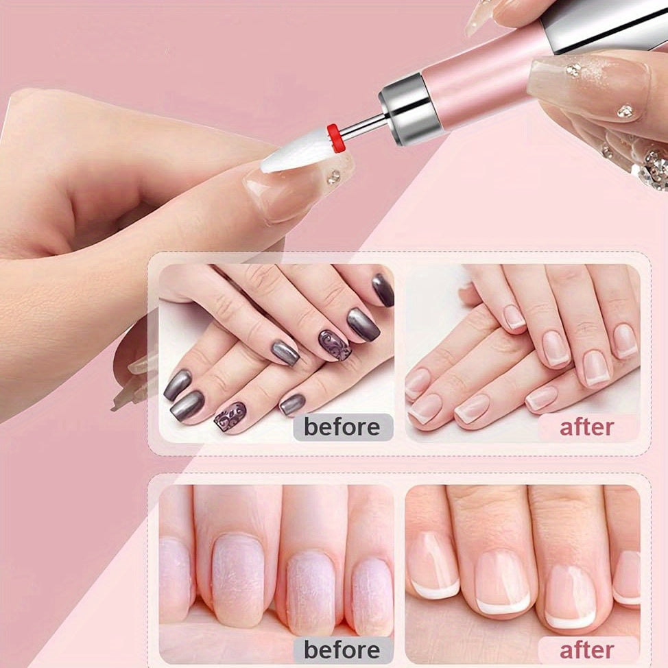 USB zaryadlash va simsiz dizayni bilan qayta zaryadlanuvchi elektr tirnoq burg'ulash to'plami, manikur, pedikur, akril va gel tirnoqlar uchun mos keladi.