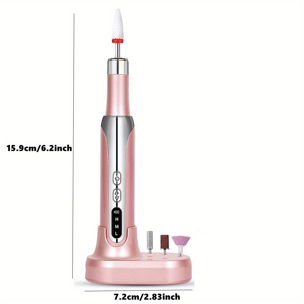 USB zaryadlash va simsiz dizayni bilan qayta zaryadlanuvchi elektr tirnoq burg'ulash to'plami, manikur, pedikur, akril va gel tirnoqlar uchun mos keladi.