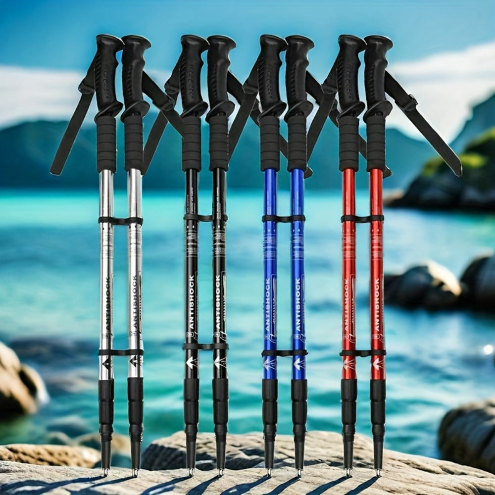 Set of 2 Aluminum Trekking Poles Adjustable Lightweight Hiking Sticks with Lock