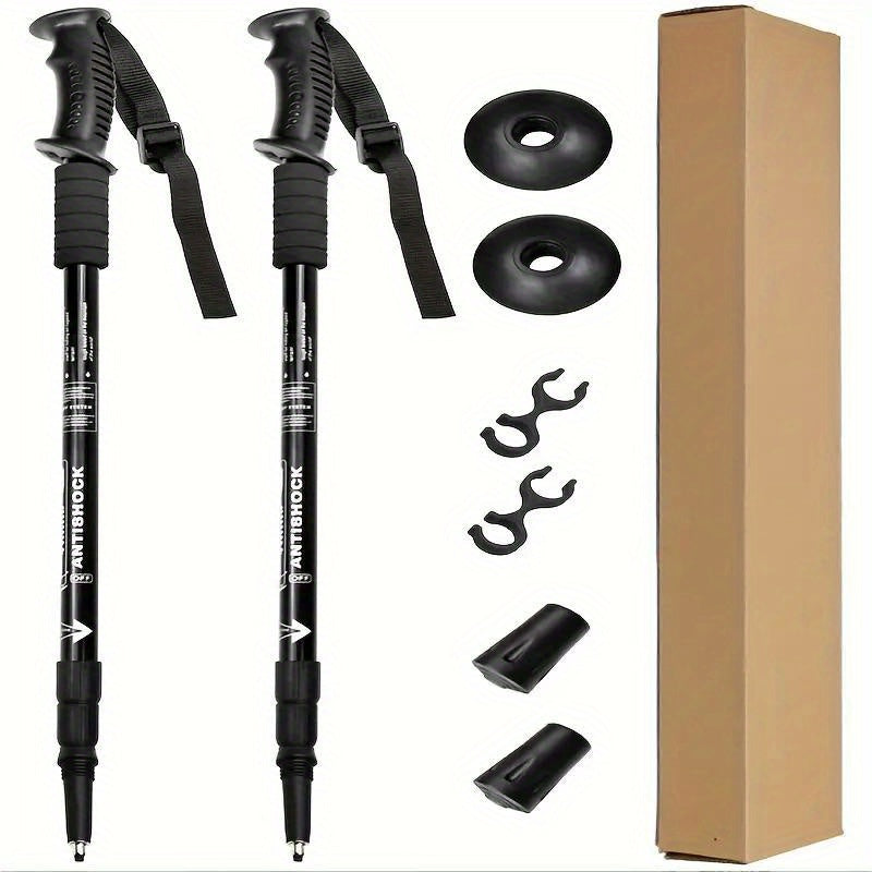Set of 2 Aluminum Trekking Poles Adjustable Lightweight Hiking Sticks with Lock