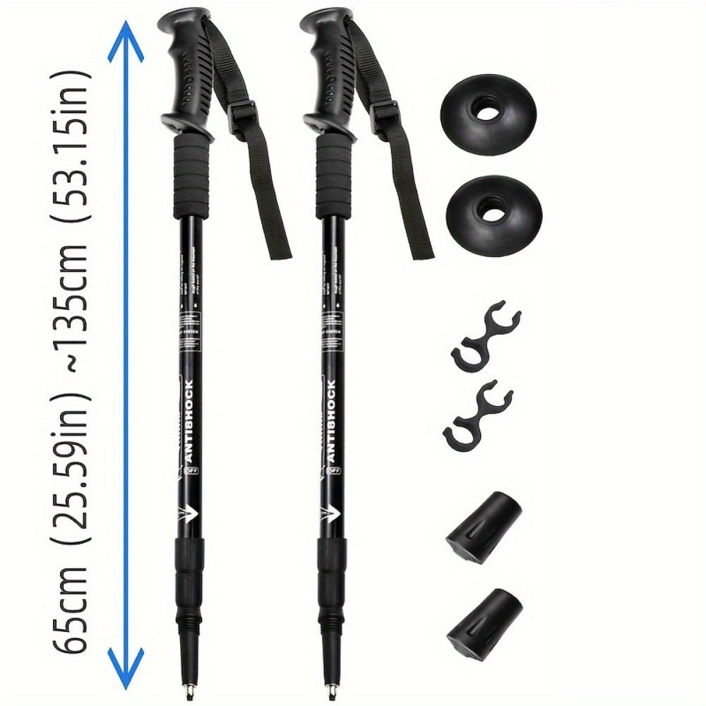 Set of 2 Aluminum Trekking Poles Adjustable Lightweight Hiking Sticks with Lock