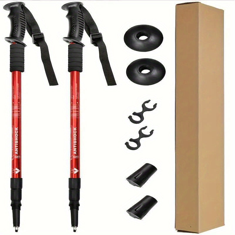 Set of 2 Aluminum Trekking Poles Adjustable Lightweight Hiking Sticks with Lock