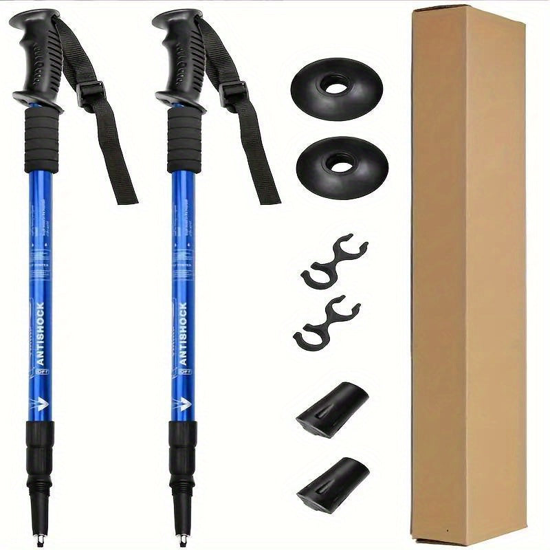 Set of 2 Aluminum Trekking Poles Adjustable Lightweight Hiking Sticks with Lock