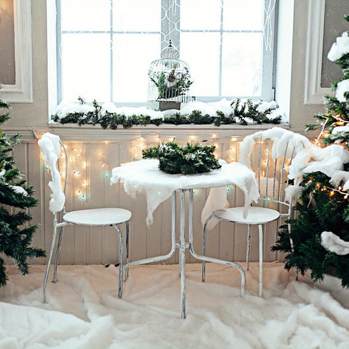 Christmas Faux Snow Blanket Roll White for Holiday Decor Tree Mantel Table Runner