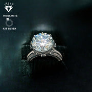 10 Carat Moissanite Engagement Ring Sterling Silver S925 Delicate Wedding Jewelry