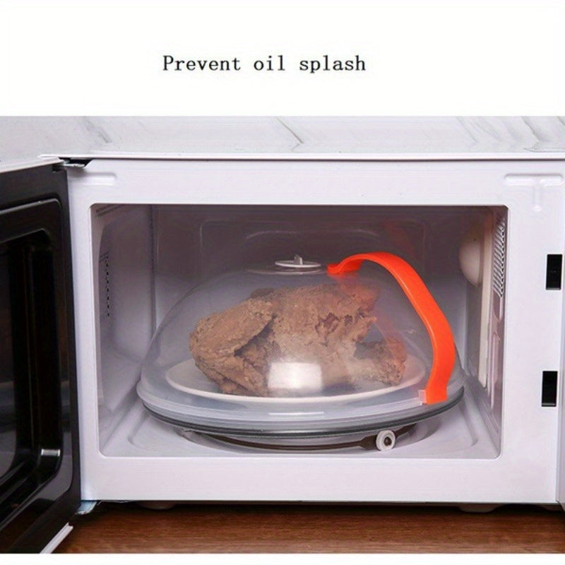 Крышка для микроволновой печи с ручкой (цвет может варьироваться) - прочный прозрачный материал PC, противоразбрызгивающий, маслостойкий, многоразовый, герметичная крышка, устойчивая к теплу, для использования на кухне