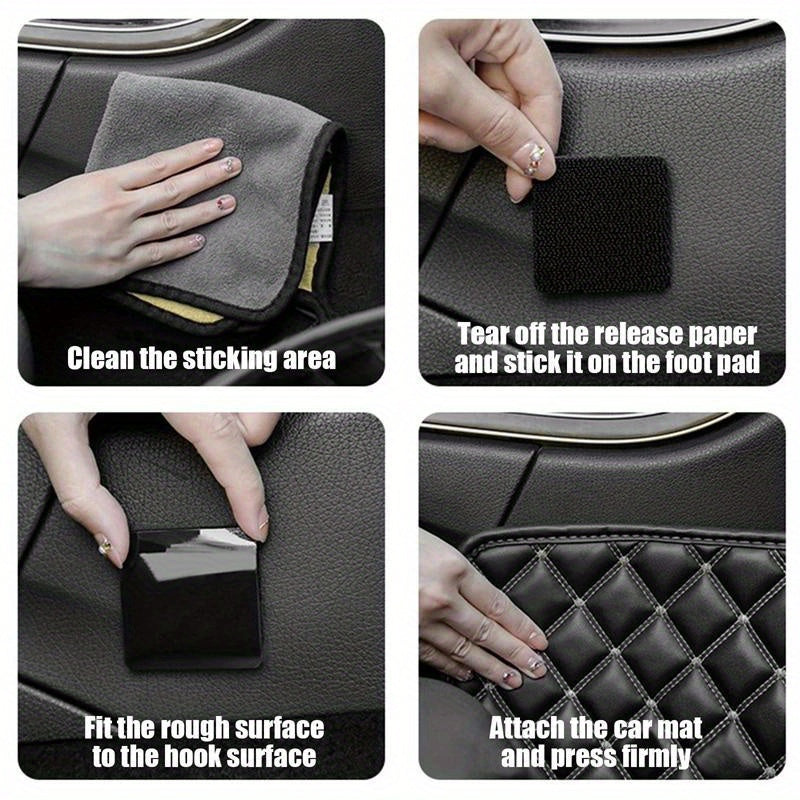 20pcs Extra Strong Double-Sided Nylon Tape Black Fixes Car Mats and Upholstery