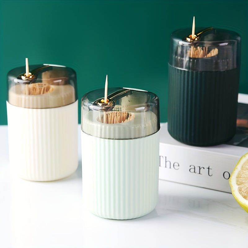 Automatic Plastic Toothpick Dispenser with Button for Kitchen or Dining Table