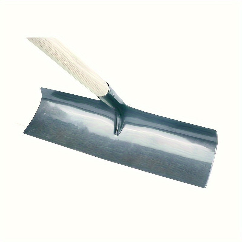 Rugged Farming Shovel with Wooden Handle and Metal Scraper for Harvesting and Soil Work