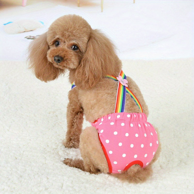 Washable Dog Diaper for Small to Medium Breeds Polyester Adjustable Strap Indoor Use