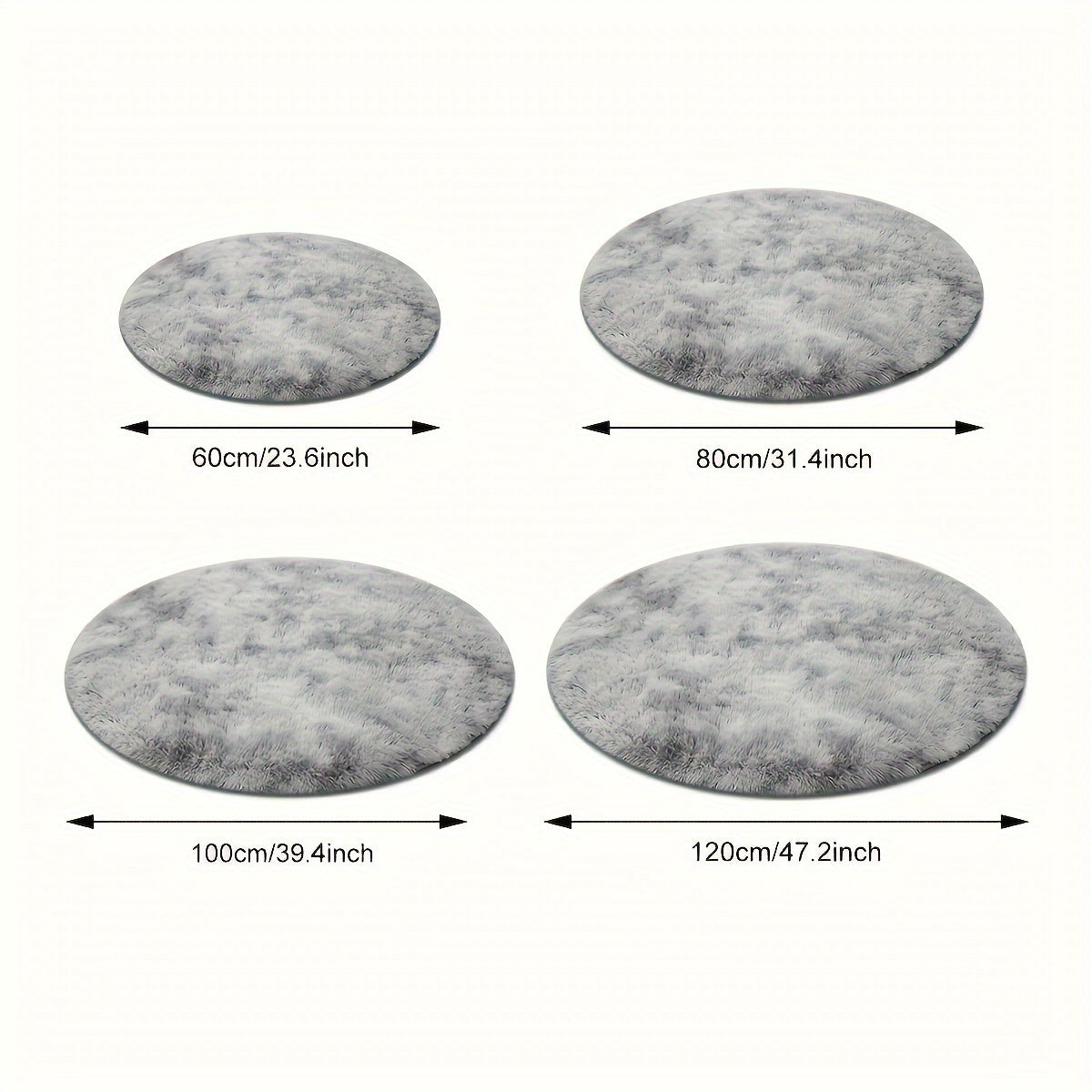 Grey Round Carpet Soft Plush Non-Slip Anti-Stain for Living Room or Bedroom