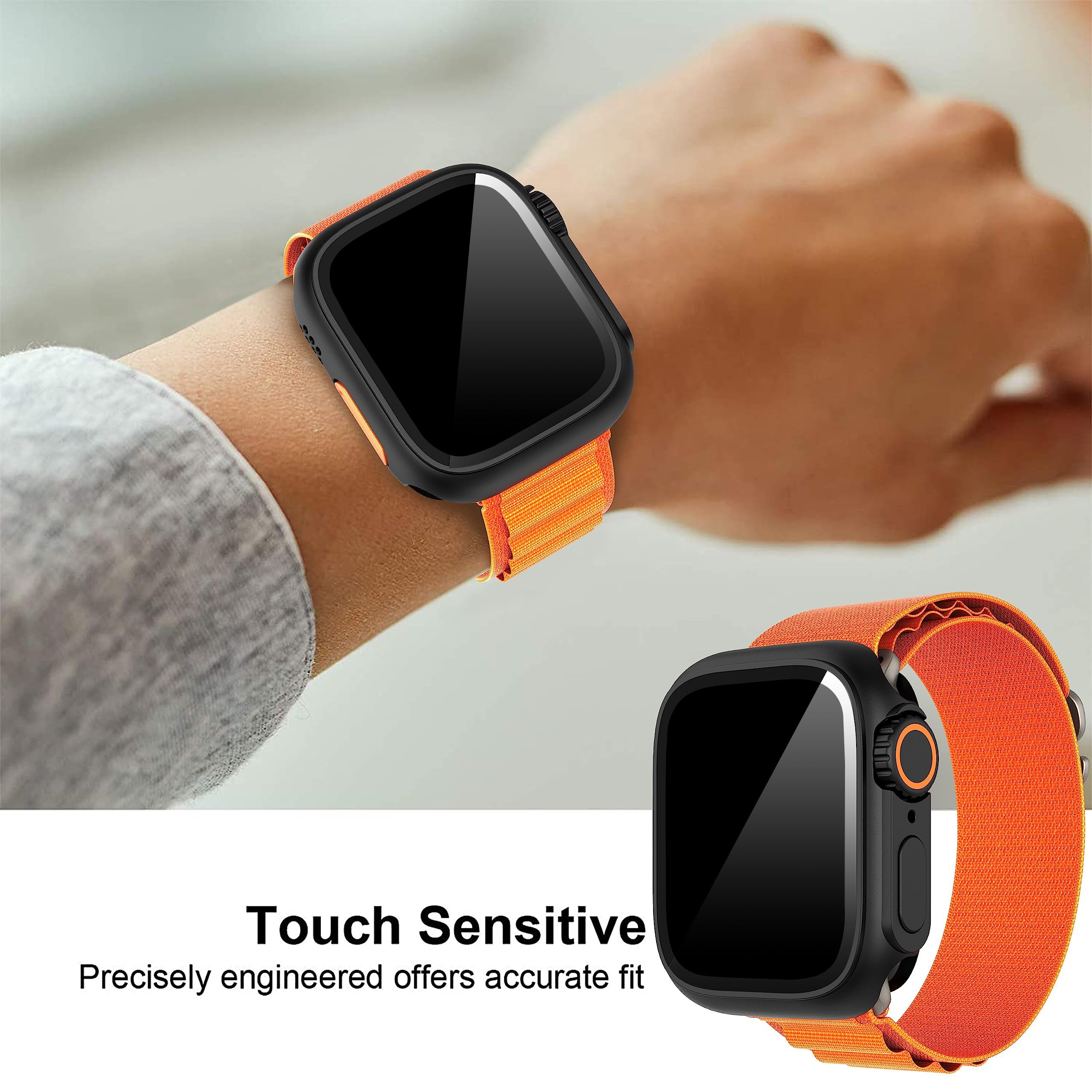 Set of 3 Black Shockproof Scratch-Resistant Ultra-Clear Smartwatch Cases for Apple Watch Series 4 5 6 7 8 9 SE 2 40mm 44mm 45mm 46mm