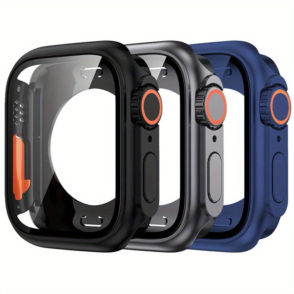 Set of 3 Black Shockproof Scratch-Resistant Ultra-Clear Smartwatch Cases for Apple Watch Series 4 5 6 7 8 9 SE 2 40mm 44mm 45mm 46mm