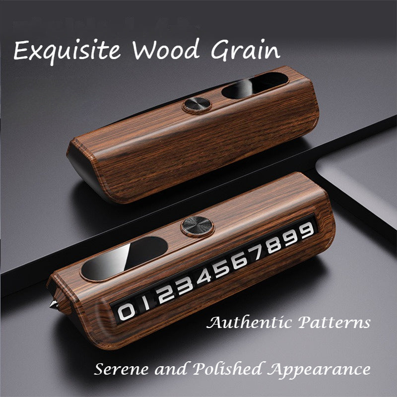 Wooden Car Dashboard Display with Emergency Hammer ABS Carbon Fiber Finish Multi-Functional Vehicle Accessory