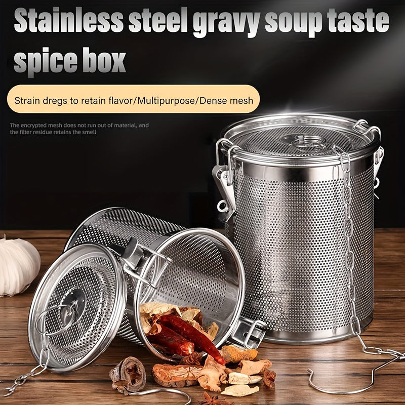 Stainless Steel Tea Infuser with Secure Lid and Chain Hook Fine Mesh Heat-Resistant Seasoning Basket