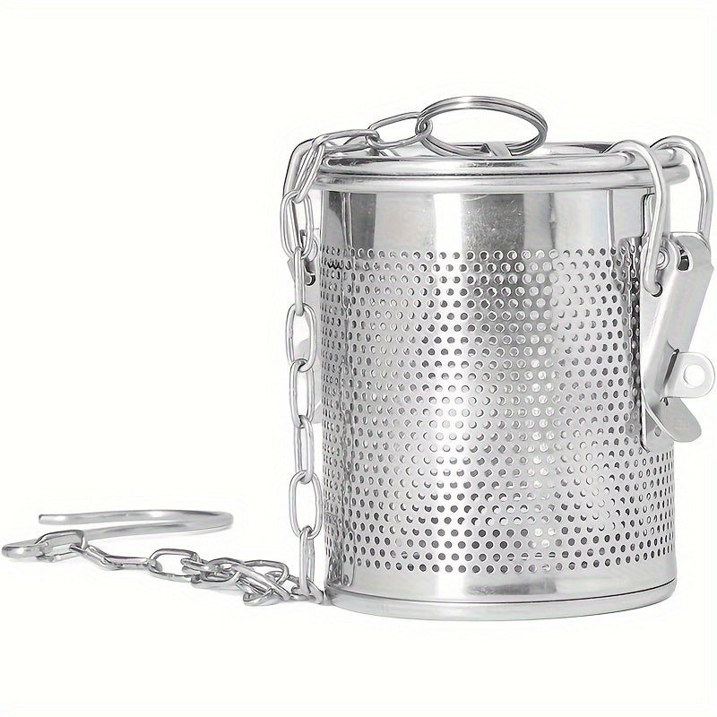Stainless Steel Tea Infuser with Secure Lid and Chain Hook Fine Mesh Heat-Resistant Seasoning Basket