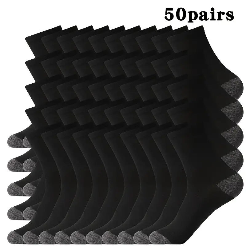 Men's Mid-Calf Sports Socks 20 Pairs Breathable Sweat-Absorbing Anti-Odor Trendy