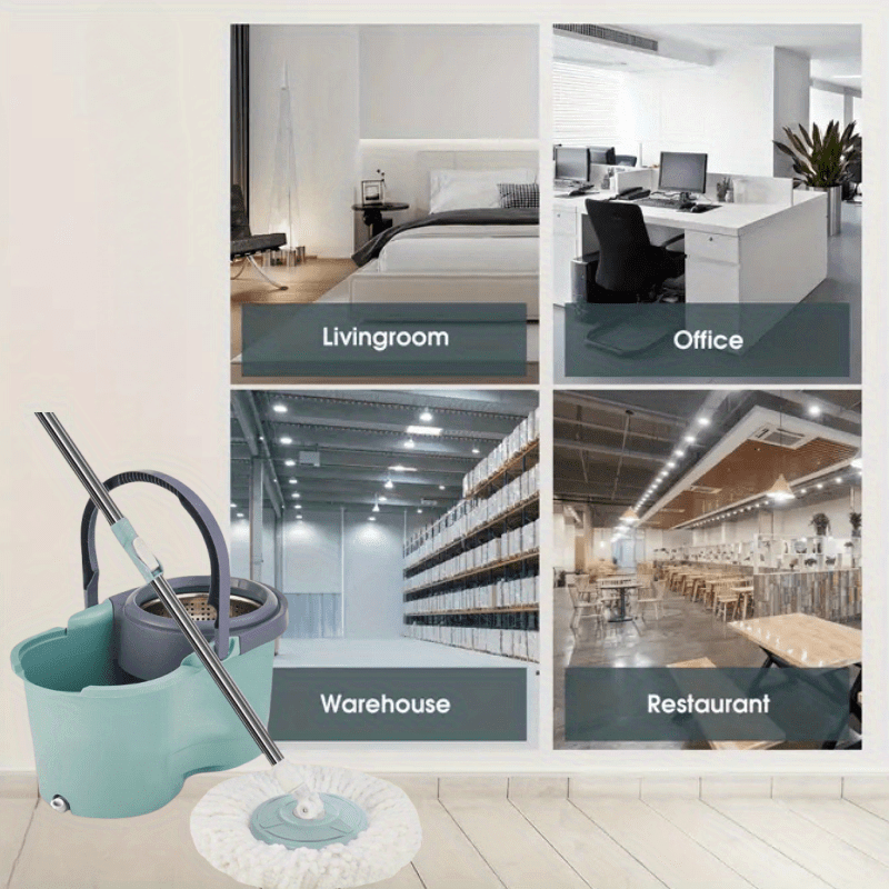 Kuchli va Kuchsiz Polni Tozalash uchun Ikki Kuchli Spin Mop va Kova To'plami