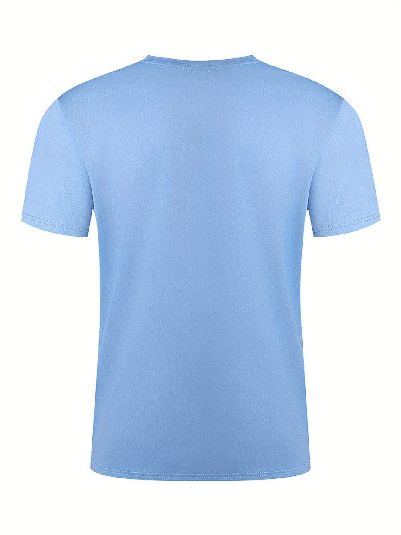 Men's Black Crew Neck T-Shirt Polyester Knit Geometric Pattern Summer Casual Regular Fit