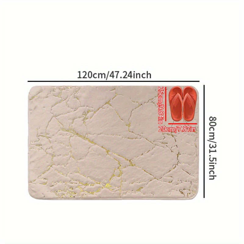 Qalin va Yumshoq Faux Qoplon Tuxum Mat - Oltin Aksentlar bilan - Hashamatli Polyester Material, Tozalash Oson, Yotoqxona, Hammom, Oshxona yoki Yashash Xonasi uchun Qorong'u Qish Quvonchi uchun Mukammal