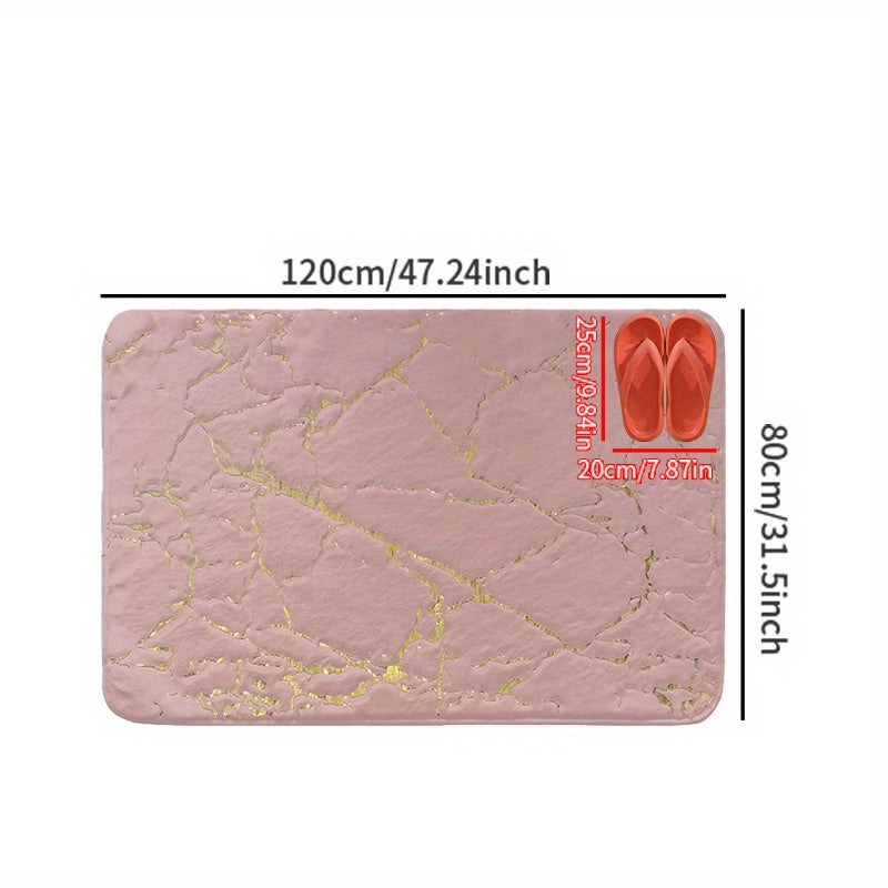 Qalin va Yumshoq Faux Qoplon Tuxum Mat - Oltin Aksentlar bilan - Hashamatli Polyester Material, Tozalash Oson, Yotoqxona, Hammom, Oshxona yoki Yashash Xonasi uchun Qorong'u Qish Quvonchi uchun Mukammal