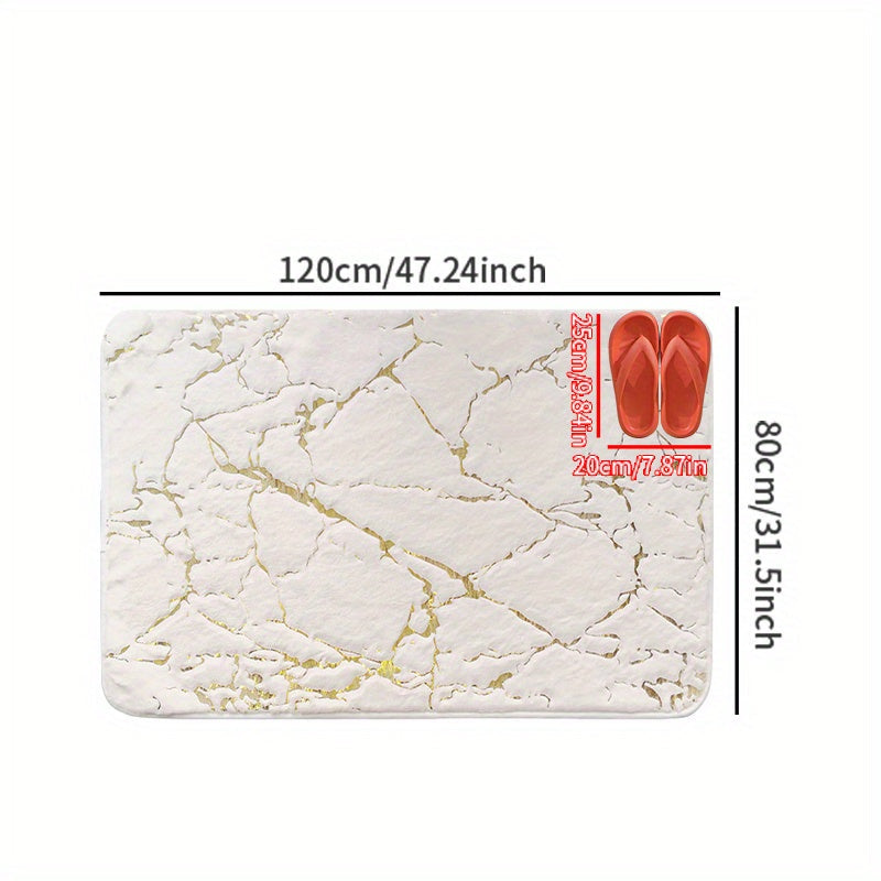 Qalin va Yumshoq Faux Qoplon Tuxum Mat - Oltin Aksentlar bilan - Hashamatli Polyester Material, Tozalash Oson, Yotoqxona, Hammom, Oshxona yoki Yashash Xonasi uchun Qorong'u Qish Quvonchi uchun Mukammal