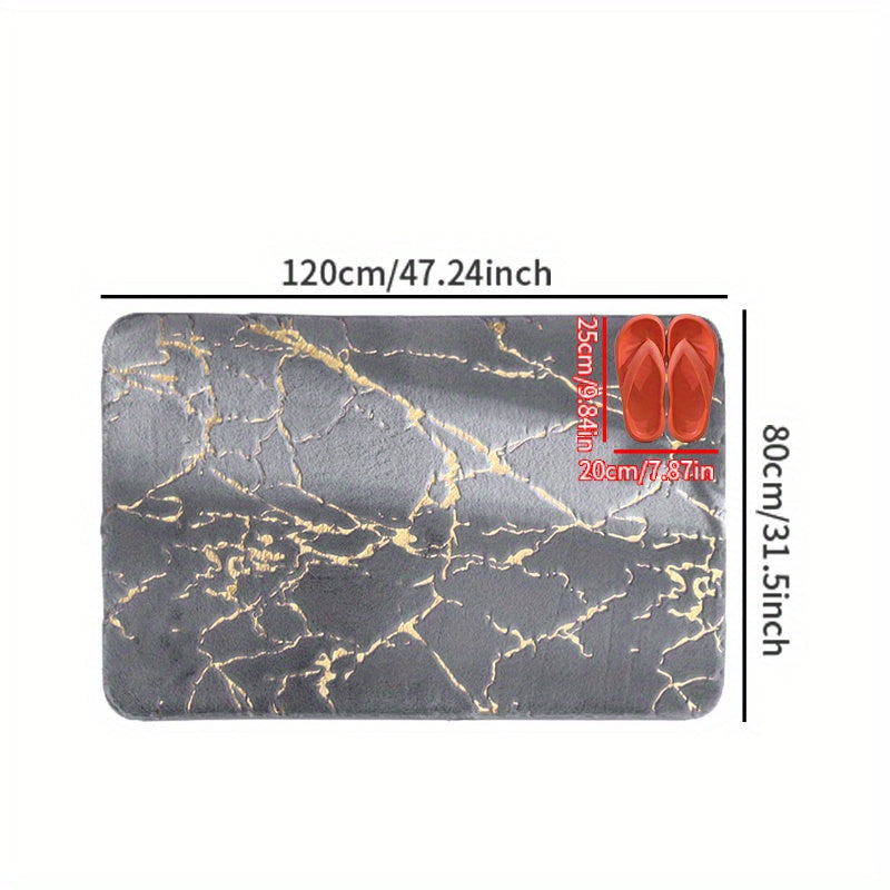 Qalin va Yumshoq Faux Qoplon Tuxum Mat - Oltin Aksentlar bilan - Hashamatli Polyester Material, Tozalash Oson, Yotoqxona, Hammom, Oshxona yoki Yashash Xonasi uchun Qorong'u Qish Quvonchi uchun Mukammal