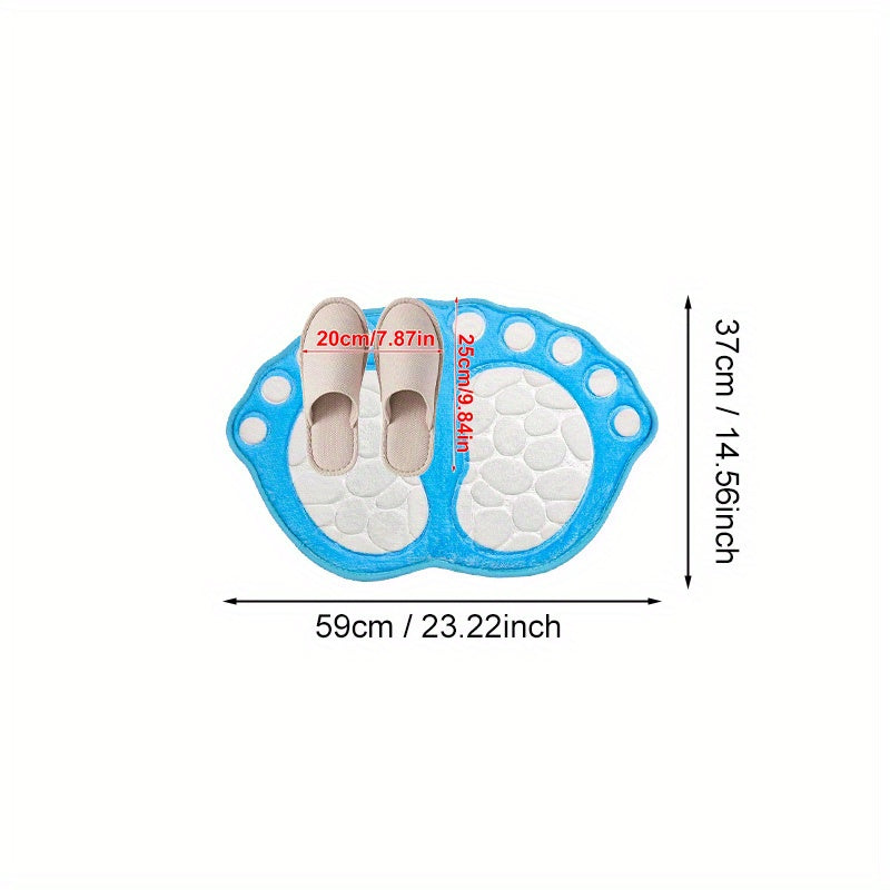 Pebble-Shaped Non-Slip Floor Mat Thick Machine Washable Polyester for Bathroom Kitchen Living Room Bedroom