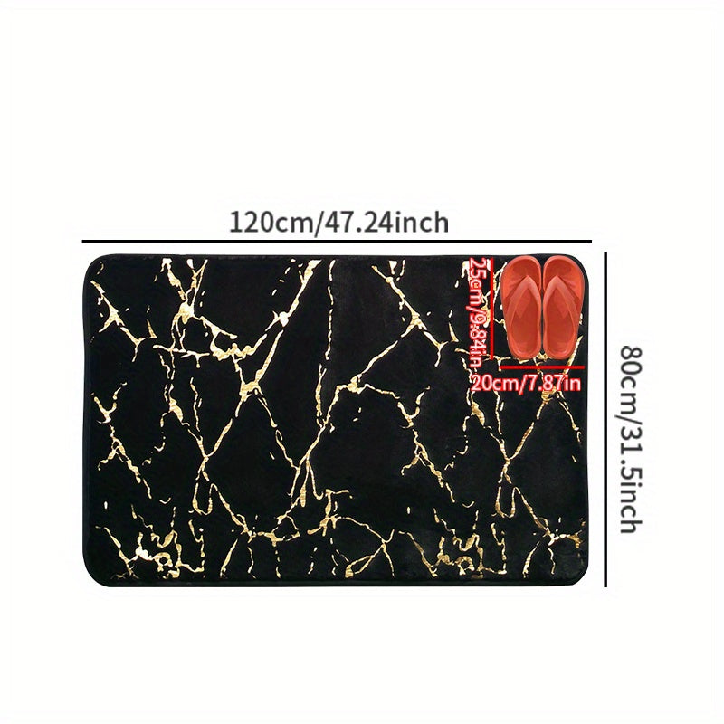 Qalin va Yumshoq Faux Qoplon Tuxum Mat - Oltin Aksentlar bilan - Hashamatli Polyester Material, Tozalash Oson, Yotoqxona, Hammom, Oshxona yoki Yashash Xonasi uchun Qorong'u Qish Quvonchi uchun Mukammal