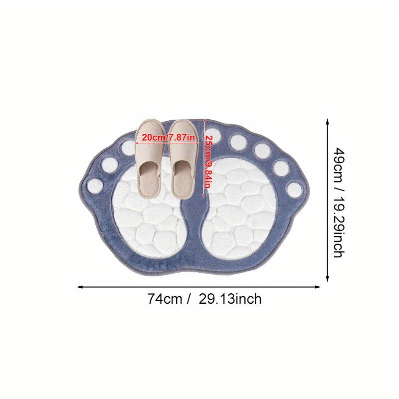 Pebble-Shaped Non-Slip Floor Mat Thick Machine Washable Polyester for Bathroom Kitchen Living Room Bedroom