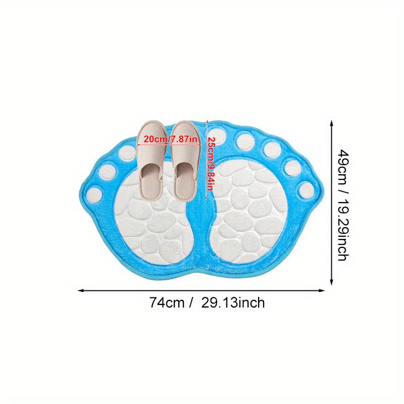 Pebble-Shaped Non-Slip Floor Mat Thick Machine Washable Polyester for Bathroom Kitchen Living Room Bedroom