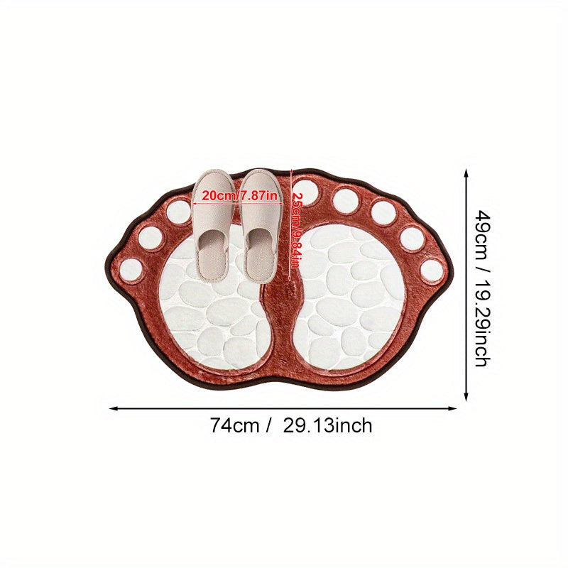 Pebble-Shaped Non-Slip Floor Mat Thick Machine Washable Polyester for Bathroom Kitchen Living Room Bedroom