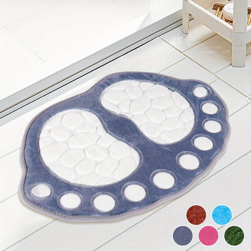 Pebble-Shaped Non-Slip Floor Mat Thick Machine Washable Polyester for Bathroom Kitchen Living Room Bedroom