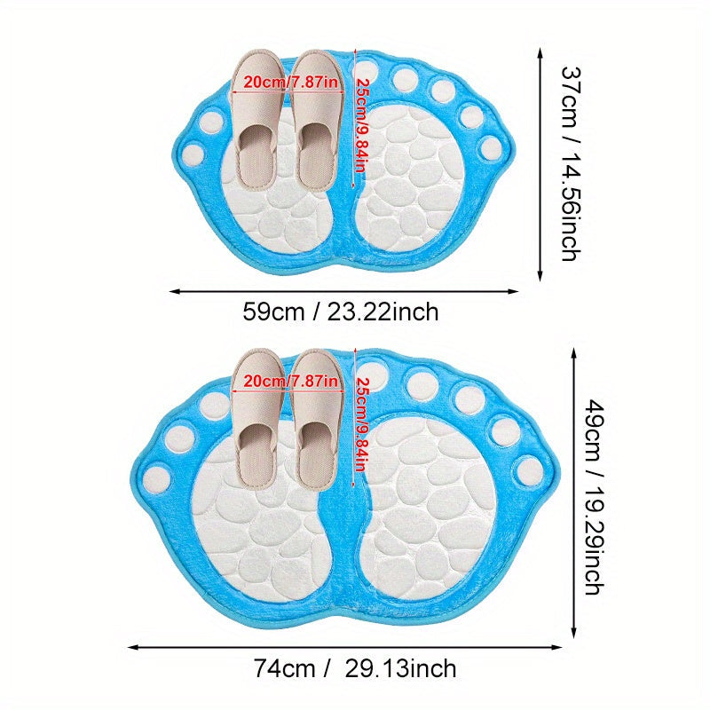 Pebble-Shaped Non-Slip Floor Mat Thick Machine Washable Polyester for Bathroom Kitchen Living Room Bedroom