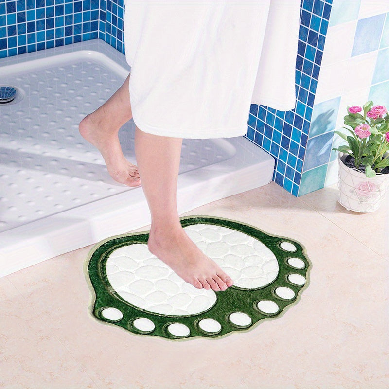 Pebble-Shaped Non-Slip Floor Mat Thick Machine Washable Polyester for Bathroom Kitchen Living Room Bedroom
