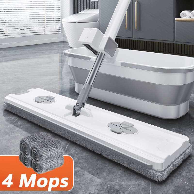 Oson tozalash - Oson tozalanadigan o'z-o'zidan siqiladigan tekis mop to'plami - 360° aylanish, qo'l bilan ishlatmasdan mikroto'qimalar yostiqlari, yashash xonasi, yotoqxona, hammom va oshxona uchun