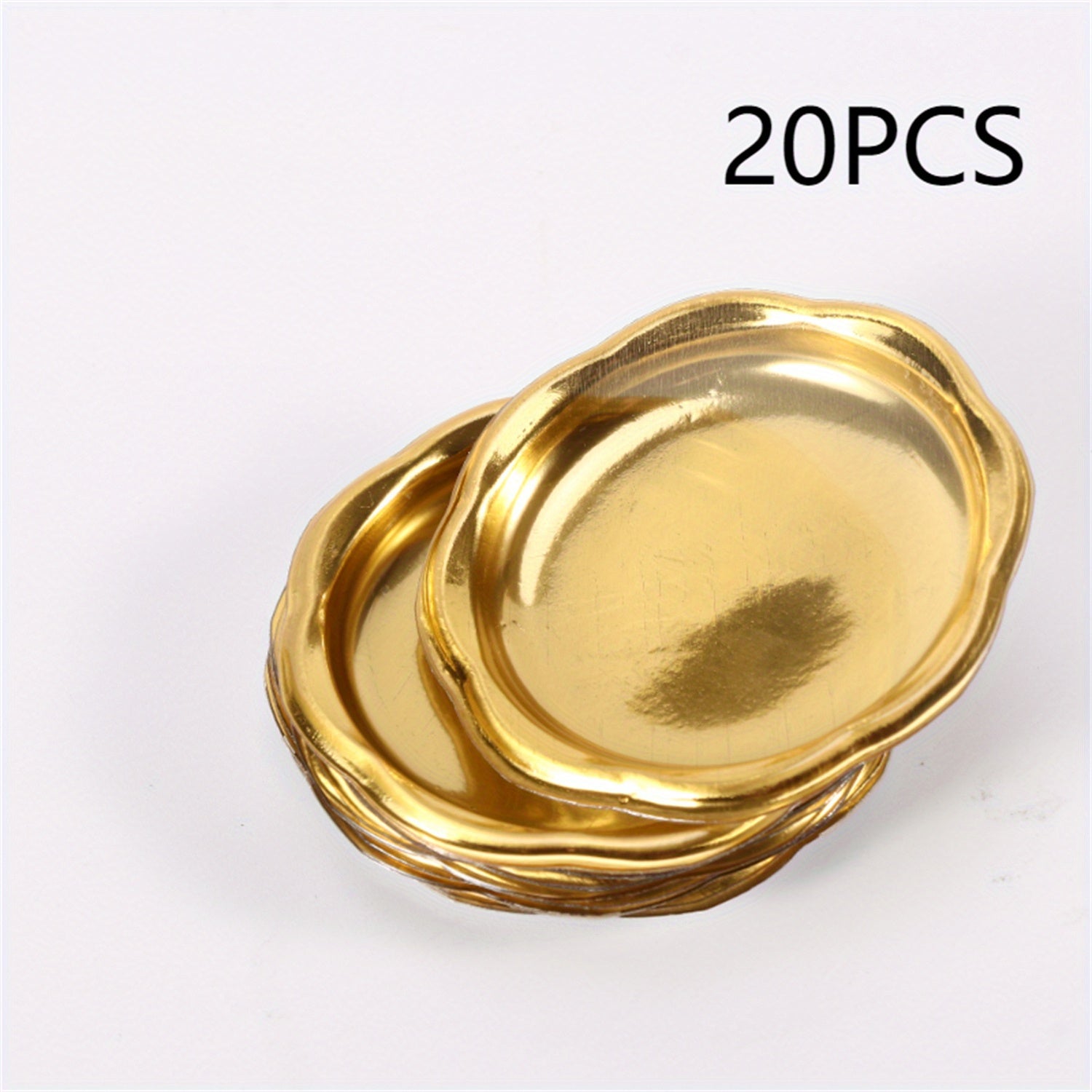 Set of 20 Elegant Golden Petal-Shaped Plastic Dessert Plates for Parties