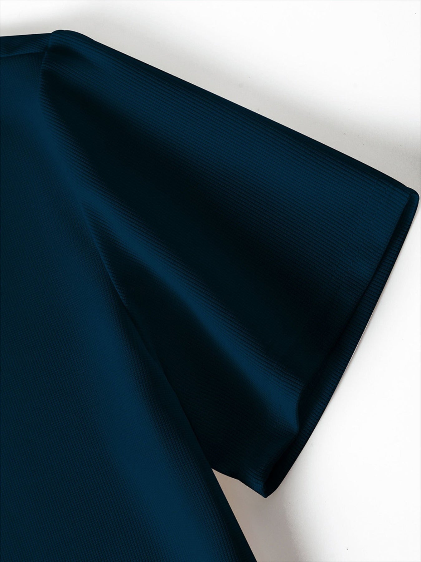 Men's Dark Gray Waffle Knit Short Sleeve Shirt with Button Collar for Summer Business Casual