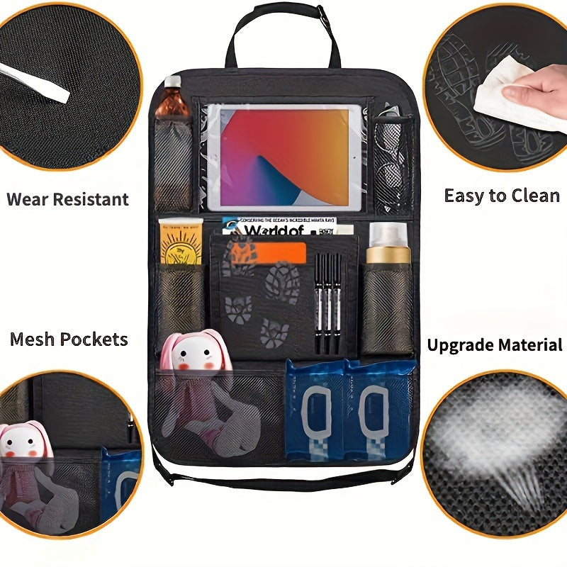 Car Back Seat Organizer Waterproof Polyester, Multiple Pockets, Easy Clean