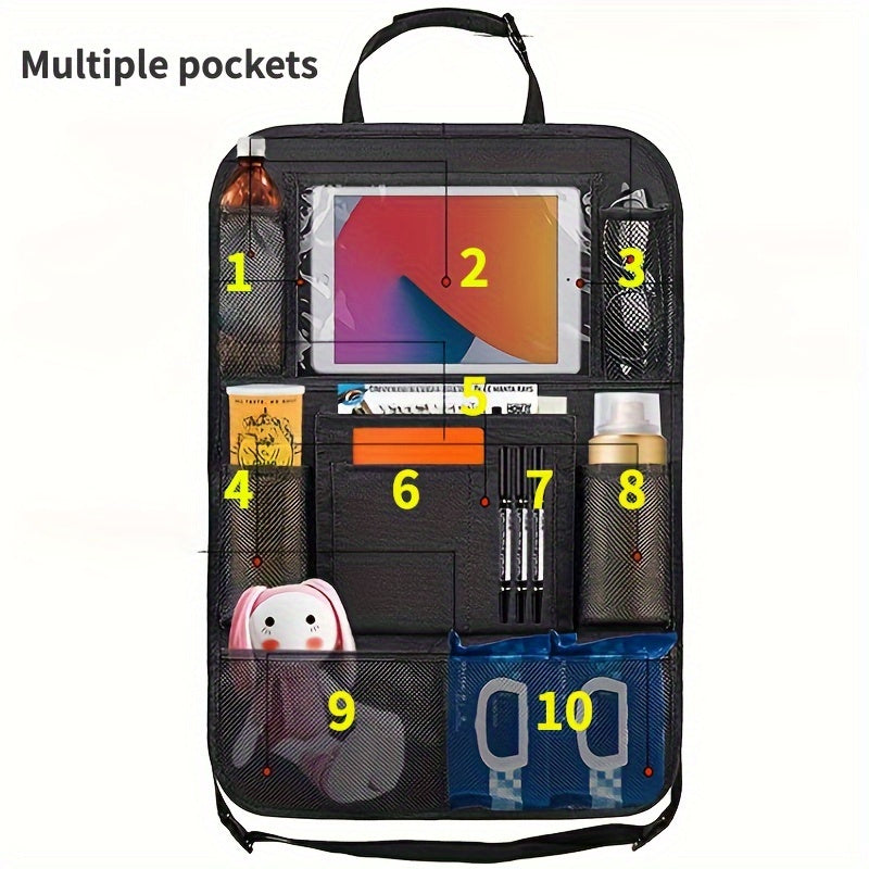 Car Back Seat Organizer Waterproof Polyester, Multiple Pockets, Easy Clean