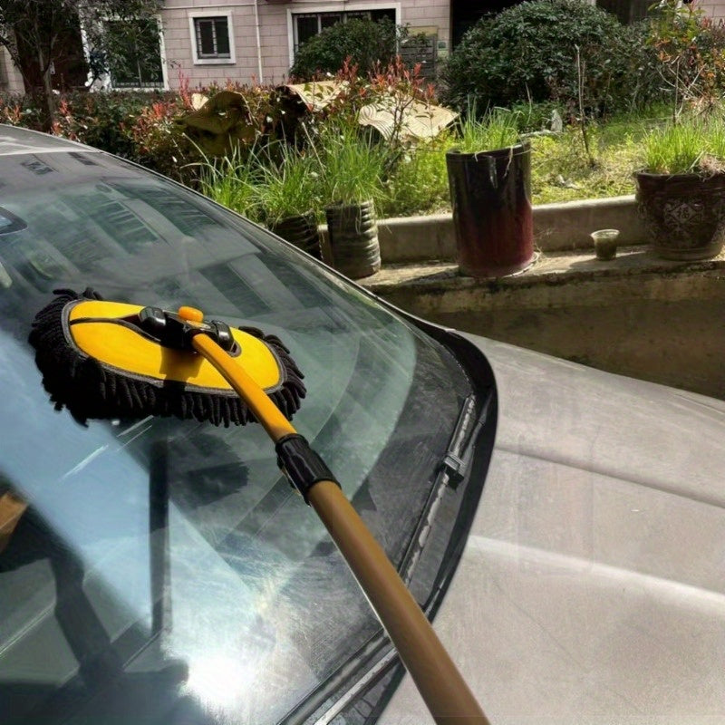Mop de lavado de coches telescópico con cerdas suaves, fácil de limpiar y eliminar polvo para coches