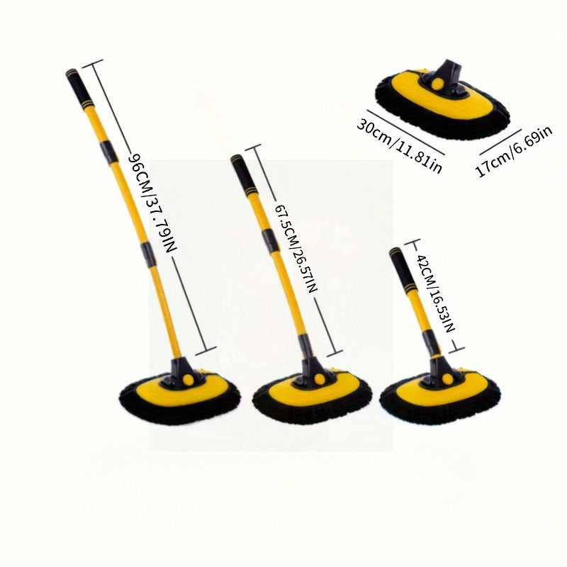 Car Wash Mop with Extended Curved Rod, Retractable Aluminum Alloy, Multipurpose Cleaning Tool