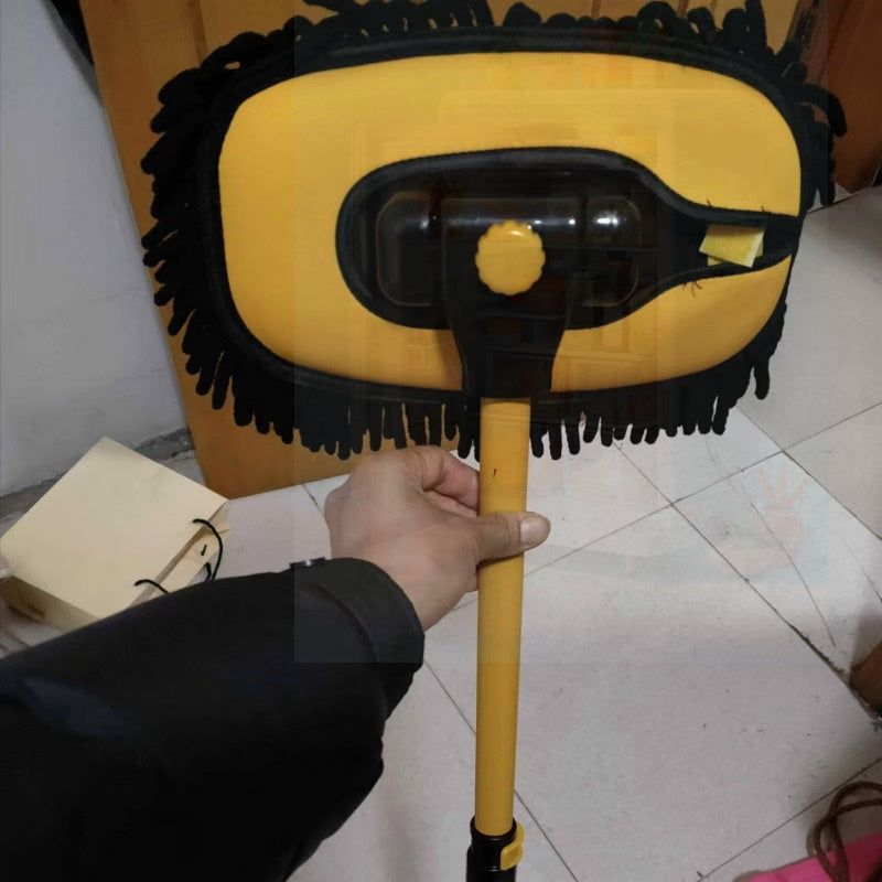 Car Wash Mop with Extended Curved Rod, Retractable Aluminum Alloy, Multipurpose Cleaning Tool