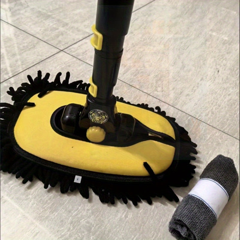 Car Wash Mop with Extended Curved Rod, Retractable Aluminum Alloy, Multipurpose Cleaning Tool