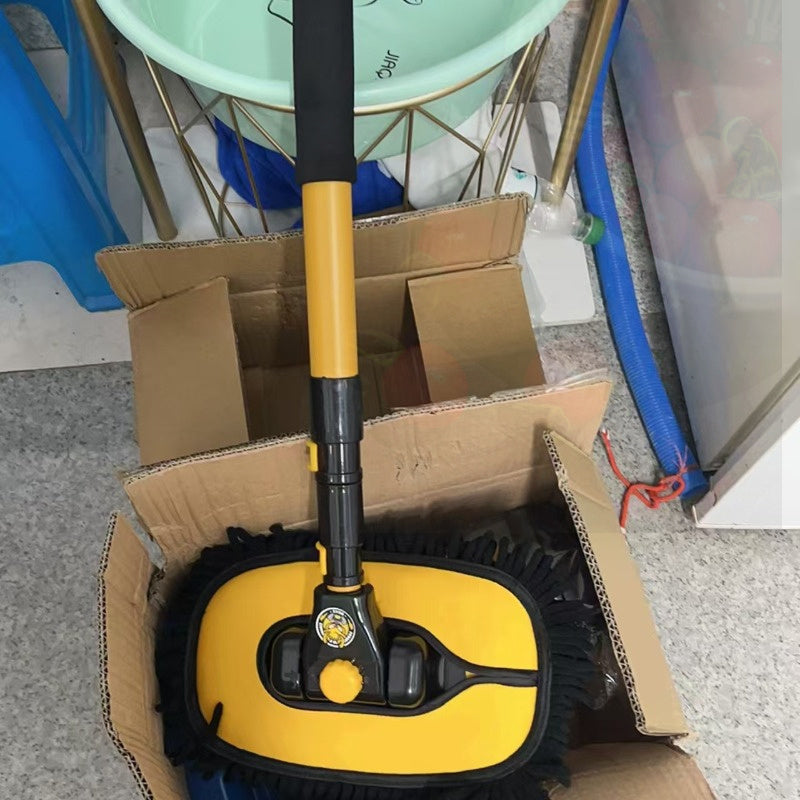 Mopa de lavado de coches con cerdas suaves telescópicas amarillas y mango de aluminio