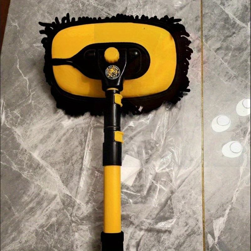 Telescopic Car Wash Mop with Gentle Bristles, Aluminum Handle, Compact Design