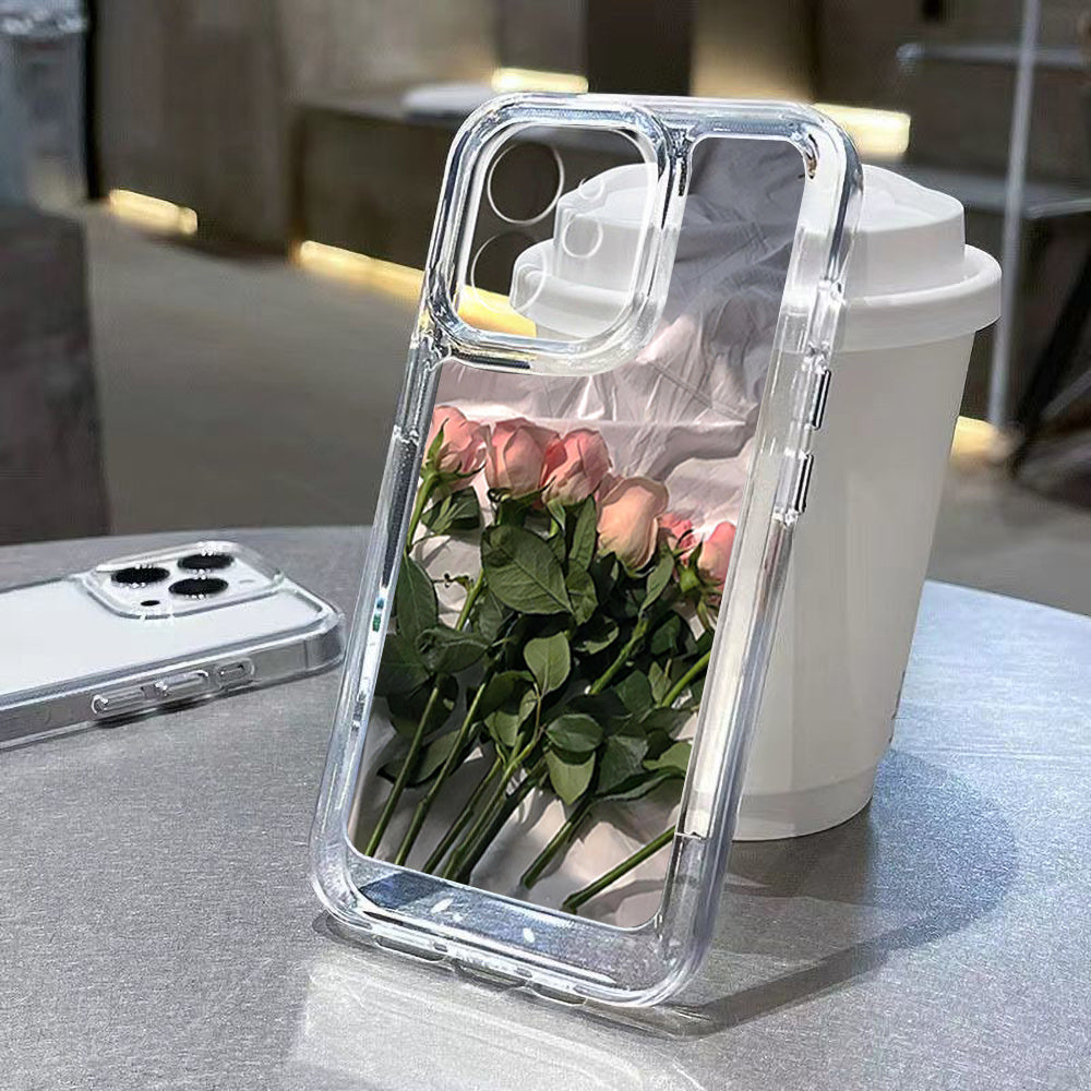 Rose Transparent Space Mobile Phone Case for iPhone Models TPU Protective Cover