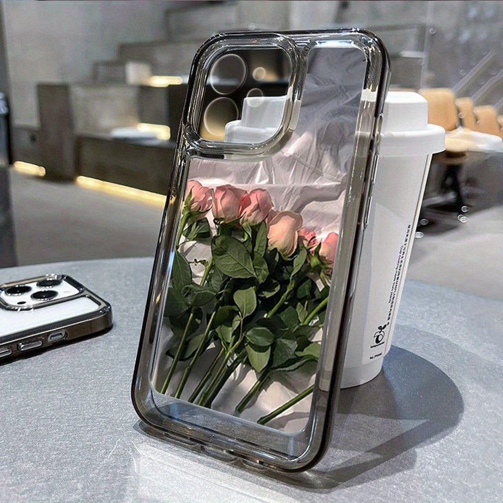 Rose Transparent Space Mobile Phone Case for iPhone Models TPU Protective Cover