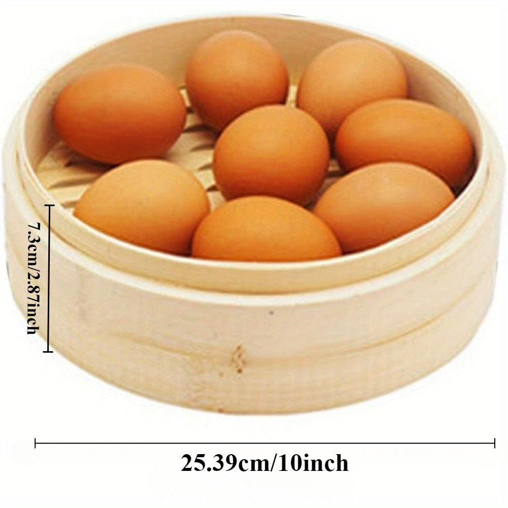 Bambuk bug'ochasi to'plami 10 dyuym, ikki qavatli, yopishmaydigan dumpling savati, sabzavotlar va go'sht uchun